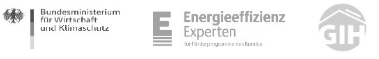Logos des Bundesministerium für Wirtschaft, der Energieeffizienz Experten und dews GIH Bundesverbands